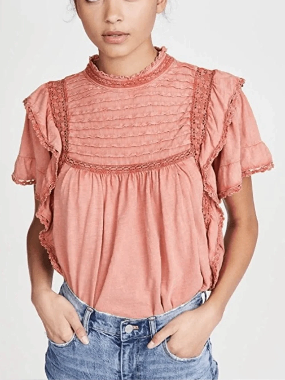 Free people La Femme Flutter Sleeve blouse